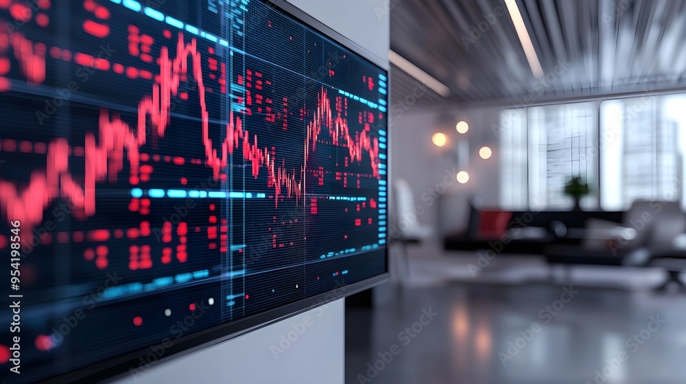 Stock Market Data Display on a Modern TV Screen Stock Market Data Display on a Modern TV Screen