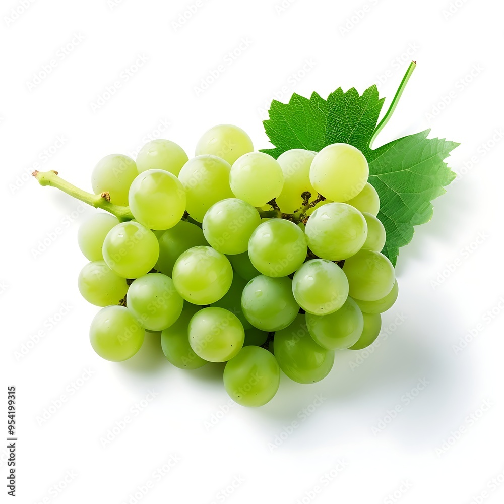 Obraz premium Green grapes fruit on white background