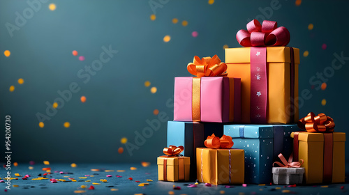 Colorful gift boxes with bo...