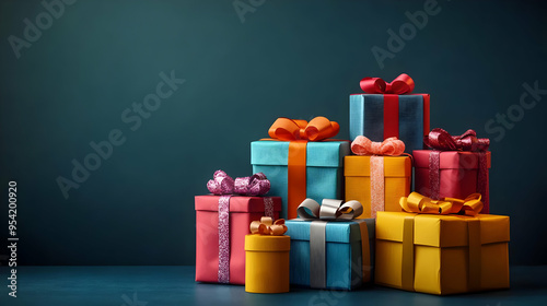 Colorful gift boxes with ri...