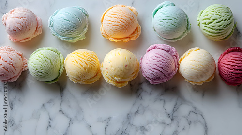 Colorful Ice Cream Scoops o...