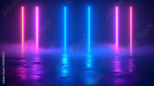 Colorful Neon Lights Reflec...