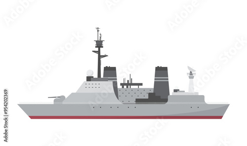 Detailed vector illustration of a battleship with modern design.