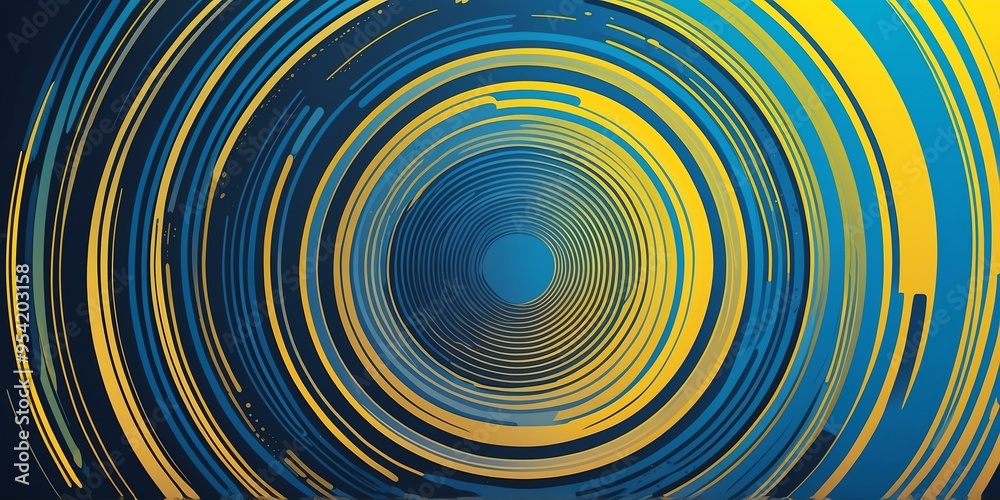 Obraz premium abstract vector concentric circles with blue to yellow gradient background