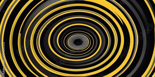 abstract vector concentric circles with black to yellow gradient background
