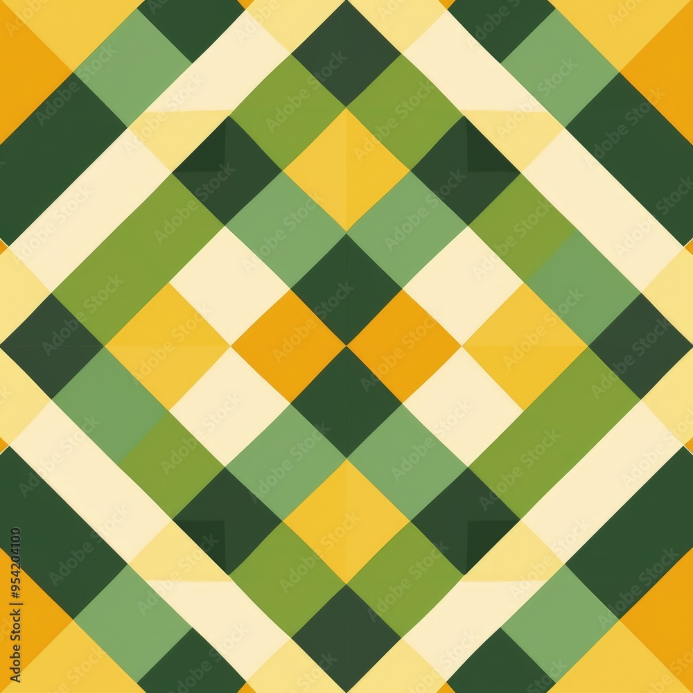 A geometric pattern featuring green and yellow shapes arranged in a diamond formation. A geometric pattern featuring green and yellow shapes arranged in a diamond formation.