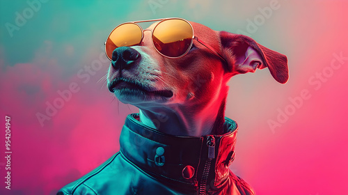 Cool dog wearing sunglasses...