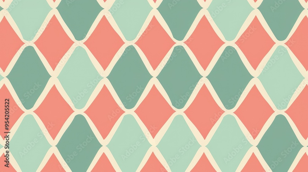 Fototapeta premium A geometric pattern featuring diamond shapes in soft colors.