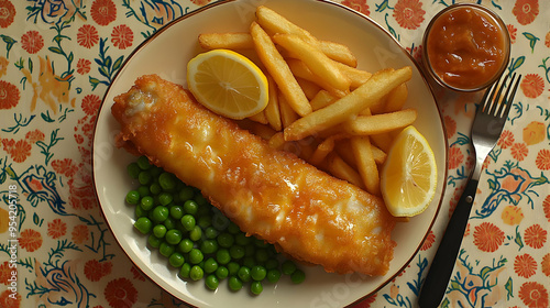 Crispy fried fish with chip...
