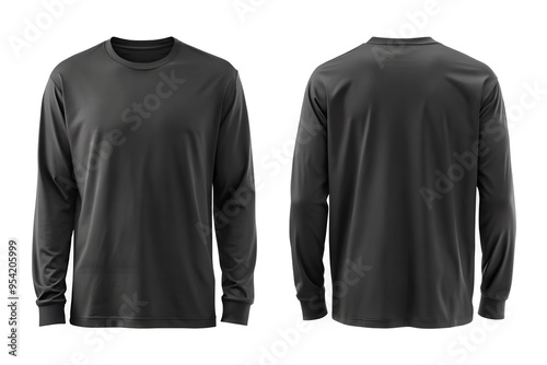 black long sleeve t shirt for mockup isolated on white 