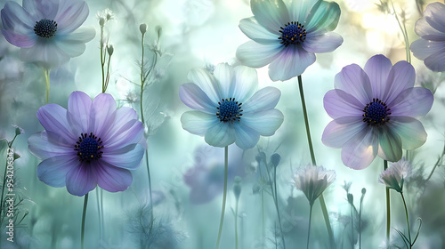 Delicate pastel flowers blo...