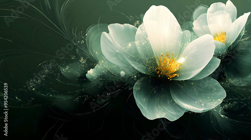 Delicate white flower with ...