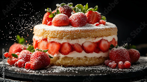 Delicious strawberry cake w...