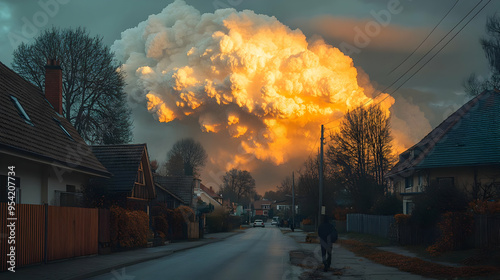 Dramatic sunset sky above a...