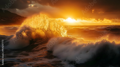 Dramatic sunset with large ...