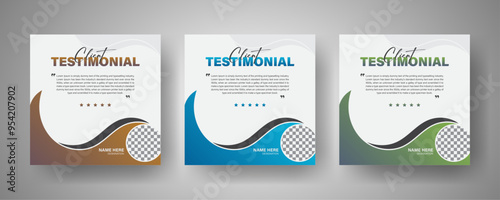 Creative, modern, stylish, abstract customer feedback or customer review social media post design template, client testimonial colorful bundle Set.