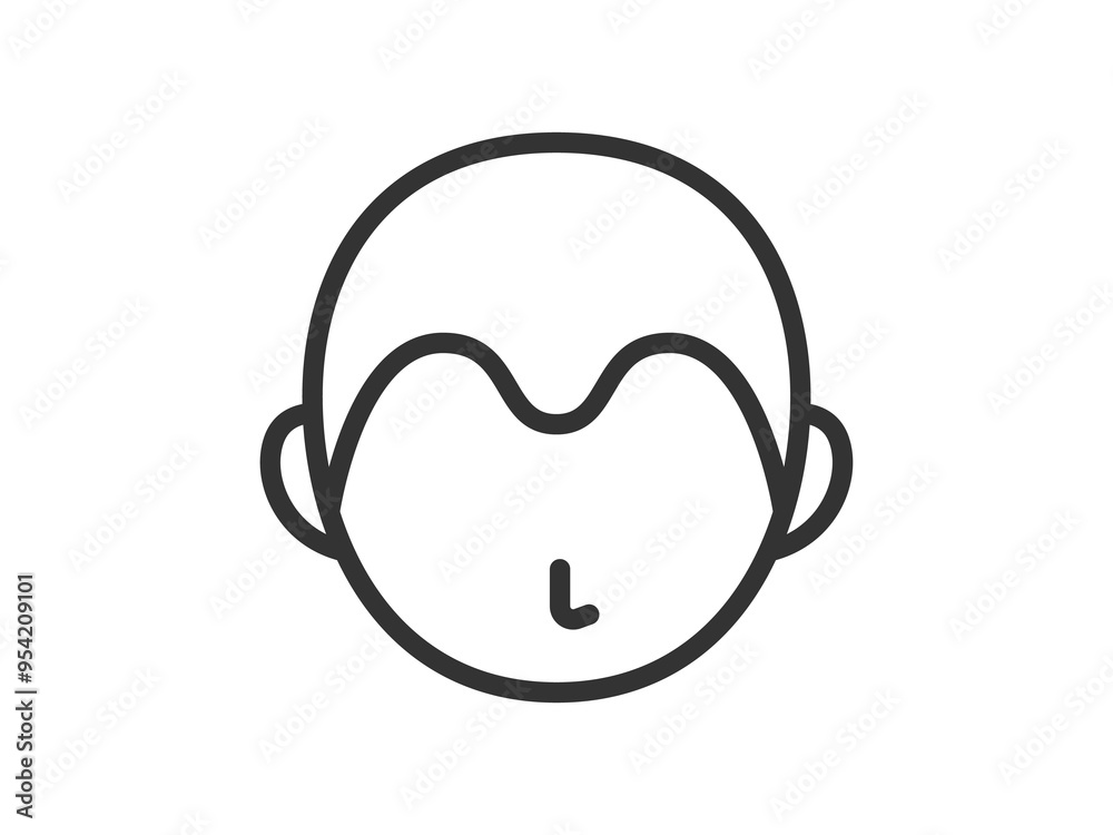生え際の髪の毛が薄くなった、男性のアイコン(線画)のイラスト 生え際の髪の毛が薄くなった、男性のアイコン(線画)のイラスト