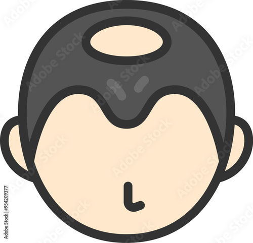 頭頂部の髪の毛が薄くなった、男性のアイコン（線画カラー）のイラスト