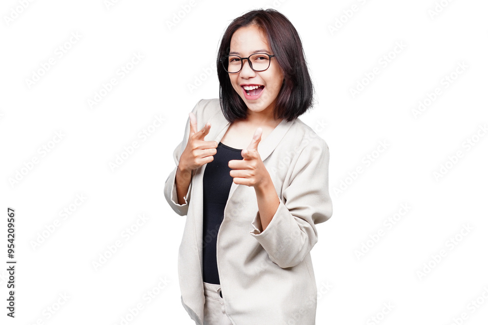 Asian Excited Businesswoman isolated transparent Asian Excited Businesswoman isolated transparent