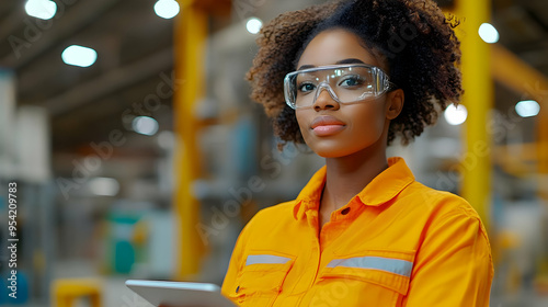 Female factory worker in or...
