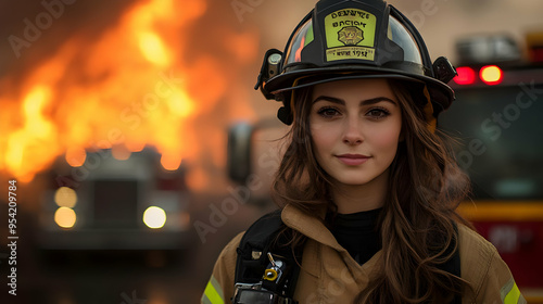 Female firefighter wearing ...