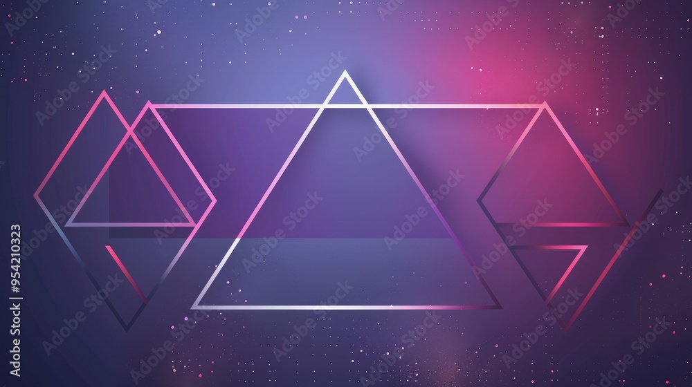Naklejka premium Abstract geometric design with triangles and polygons on a cosmic background.
