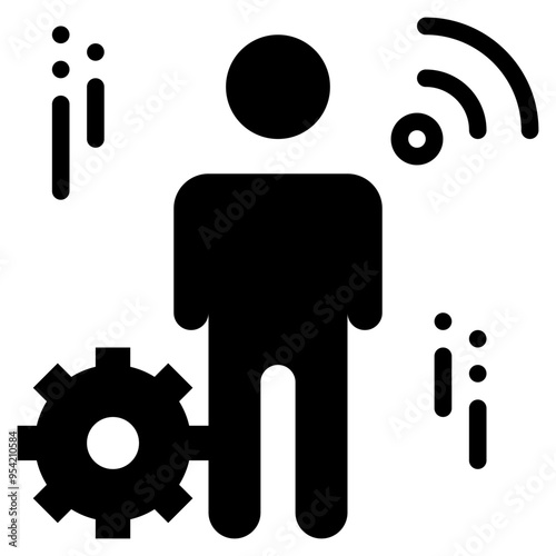 human people management smart city technology solid glyph