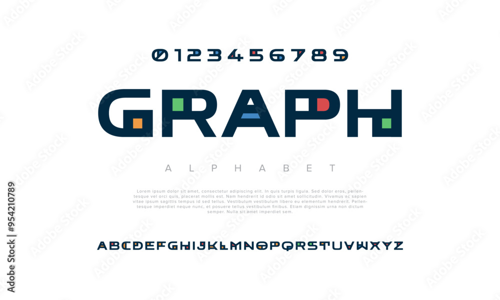 Graph creative modern geometric urban alphabet font. Digital abstract futuristic, game, techno, robot, music, logo, sport, minimal technology typography. Simple numeric vector illustration Graph creative modern geometric urban alphabet font. Digital abstract futuristic, game, techno, robot, music, logo, sport, minimal technology typography. Simple numeric vector illustration