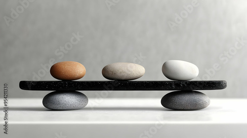 Four smooth stones balanced...