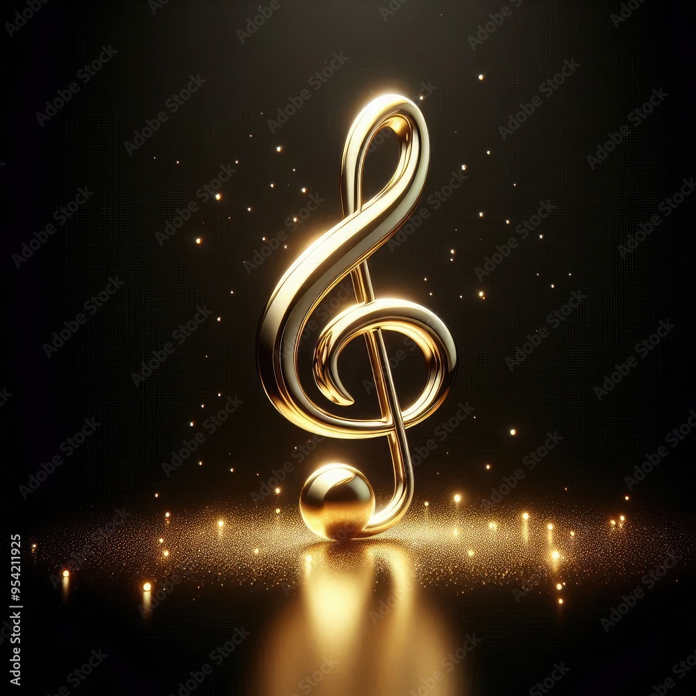 Gold sparkler light music note isolated on black background Gold sparkler light music note isolated on black background