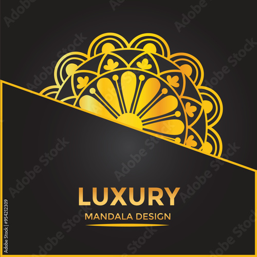 Luxury ornamental mandala design background in gold color.