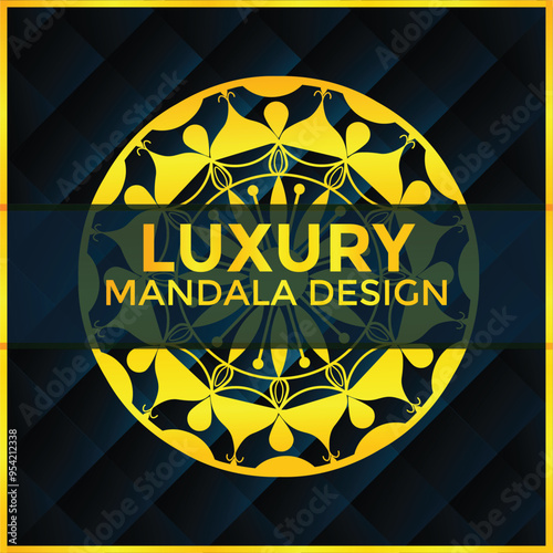 Luxury ornamental mandala design background in gold color.