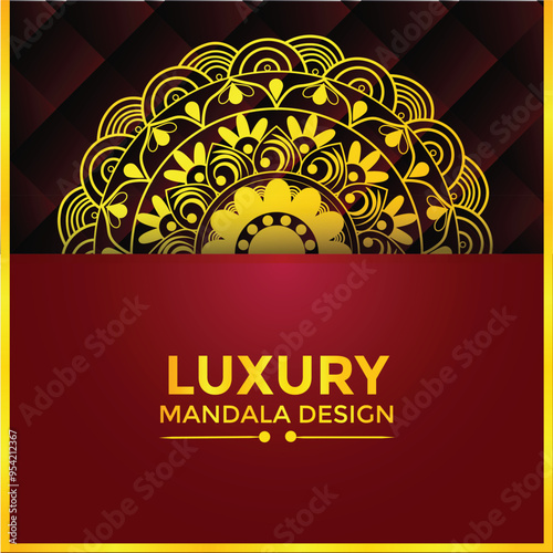Luxury ornamental mandala design background in gold color.