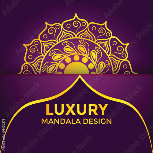 Luxury ornamental mandala design background in gold color.