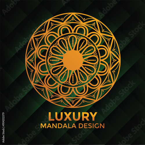Luxury ornamental mandala design background in gold color.