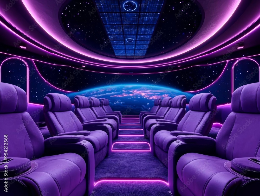 A cozy home theater powered by solar energy, with smart lighting and sound systems A cozy home theater powered by solar energy, with smart lighting and sound systems