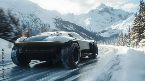 Futuristic sports car drivi...