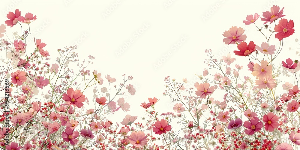 pink flowers border pink flowers border