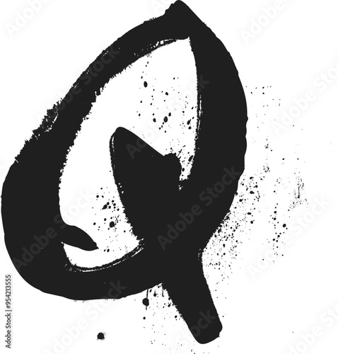 Hand written graffiti font type alphabet Q. Spray Painted Graffiti letter ABC, hand painted Vector of the alphabet Q. Spray paint graffiti alphabet Q Isolated Vector, letter Q written with brush.eps
