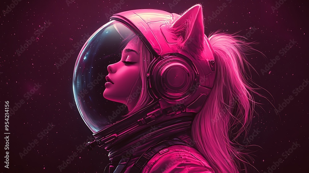 Futuristic Astronaut with Cat Ears. Futuristic Astronaut with Cat Ears.