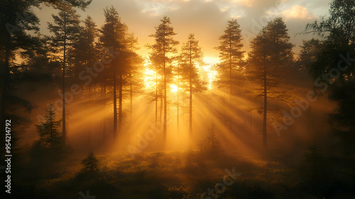 Golden sunlight rays illumi...