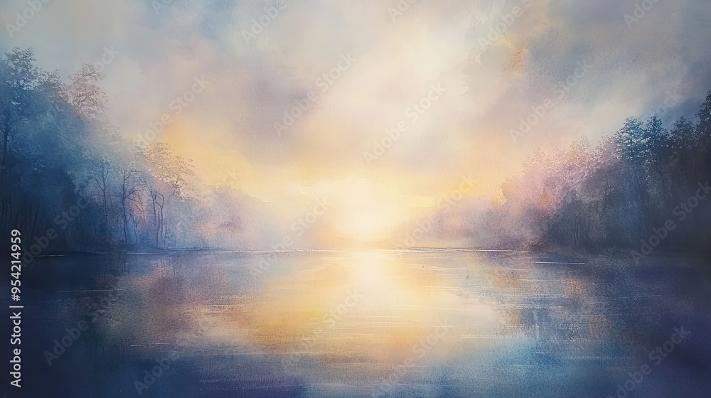 Fototapeta premium Soft Watercolor Landscape Background