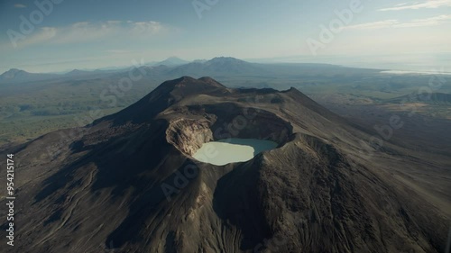 volcano crater with a lake inside, small semyachik, Kamchatka photo