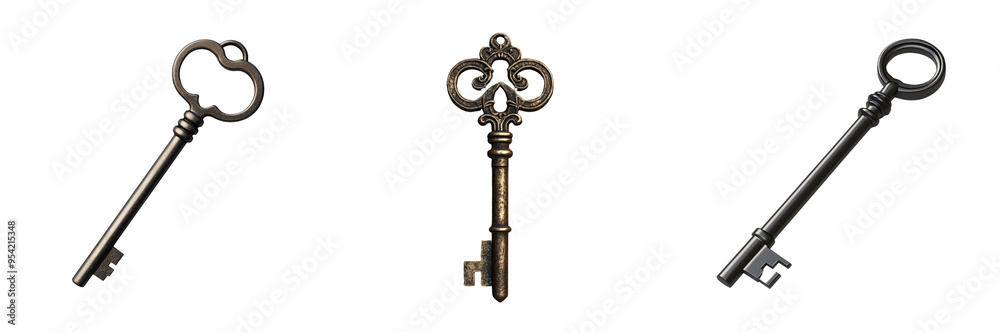 set of a stylized key on a transparent background set of a stylized key on a transparent background