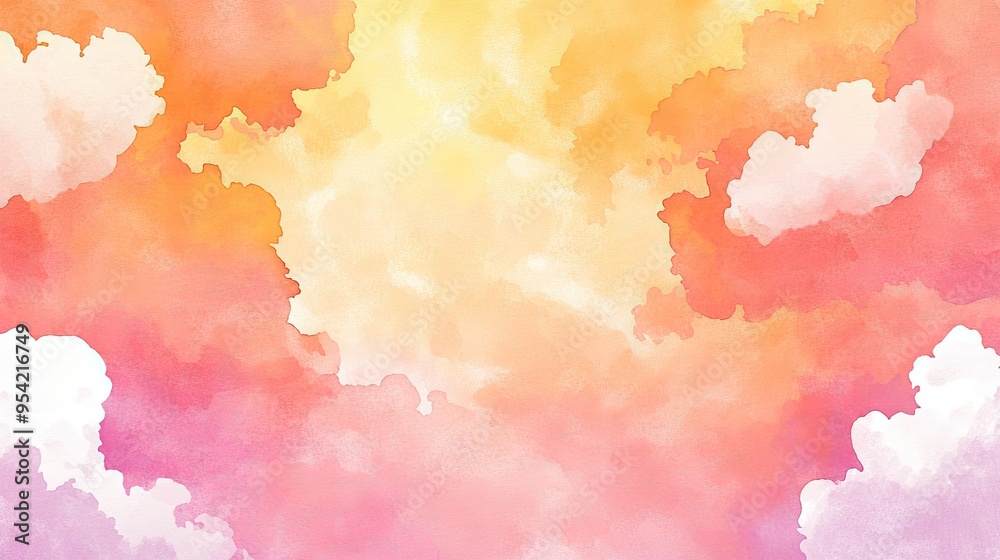Obraz premium Vibrant Watercolor Sunset with Soft Blended
