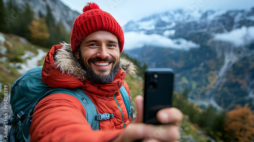 Happy hiker taking a selfie...