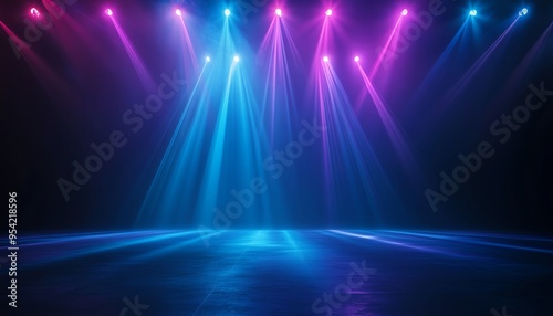 Vibrant beams of colorful stage lights create a stunning atmosphere for performances and events.