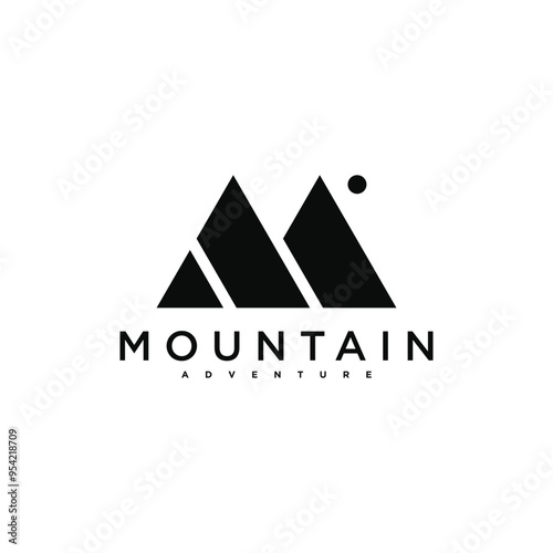 Simple modern mountain adventure logo design template. Premium Vector photo