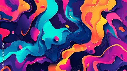 Abstract colorful background with wavy shapes.