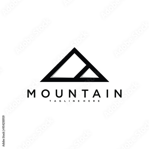 Simple modern mountain adventure logo design template. Premium Vector